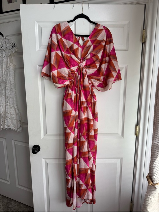 TCEC Dresses & Skirts - TCEC Pink and Orange Geometric Maxi Dress